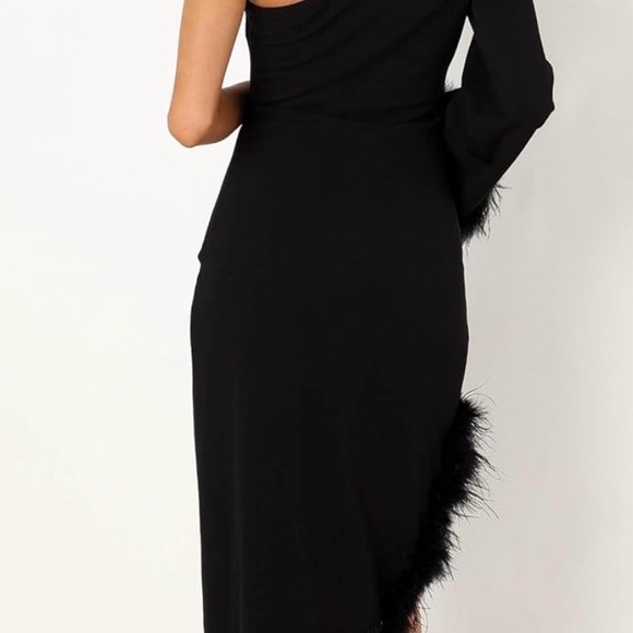 Petal & Pup Asymmetrical Midi Dress with Feather Trim - Picture 2 of 2